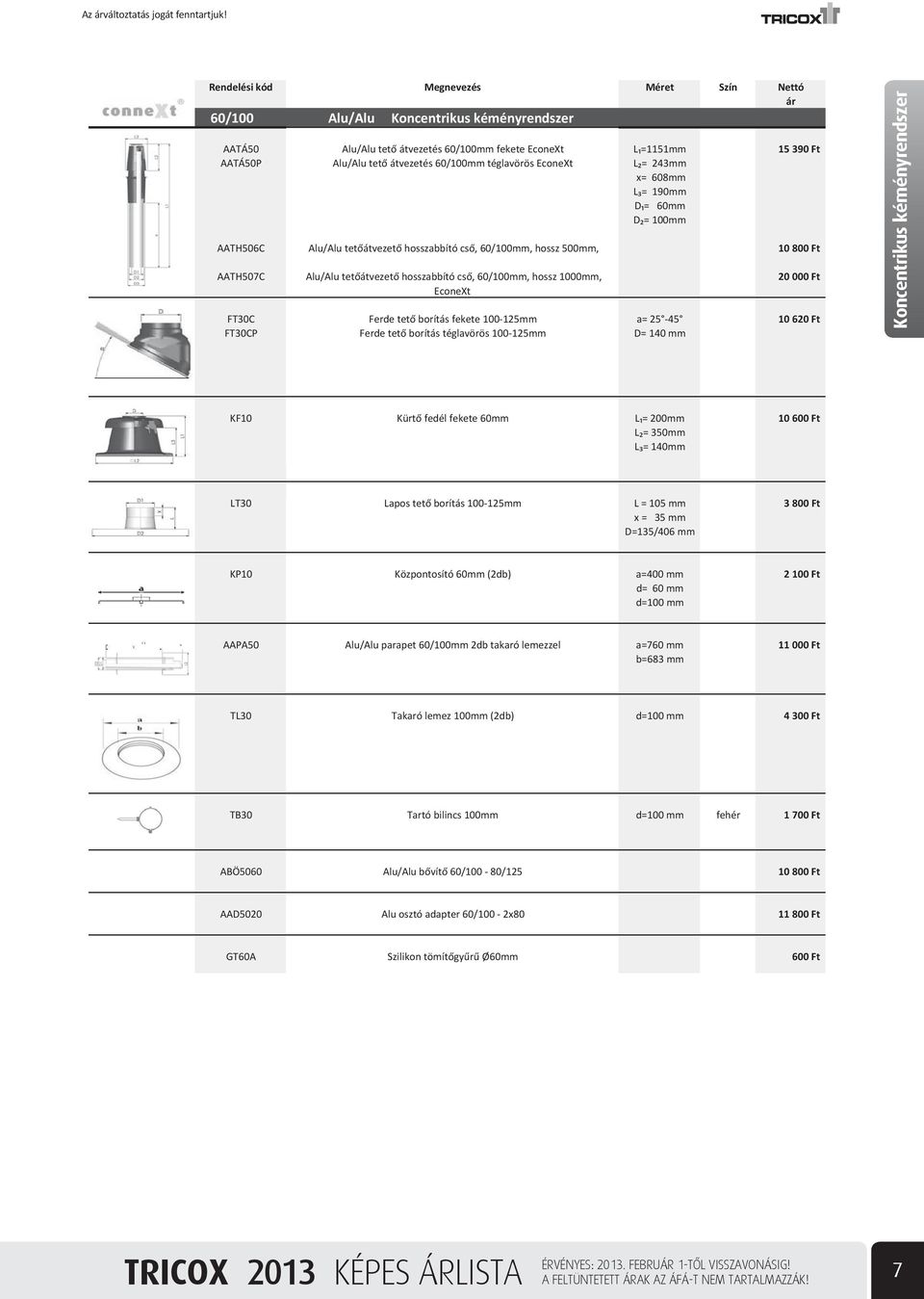 190mm D = 60mm D = 100mm AATH506C Alu/Alu tet átvezet hosszabbító cs, 60/100mm, hossz 500mm, 10 800 Ft AATH507C Alu/Alu tet átvezet hosszabbító cs, 60/100mm, hossz 1000mm, EconeXt 20 000 Ft FT30C