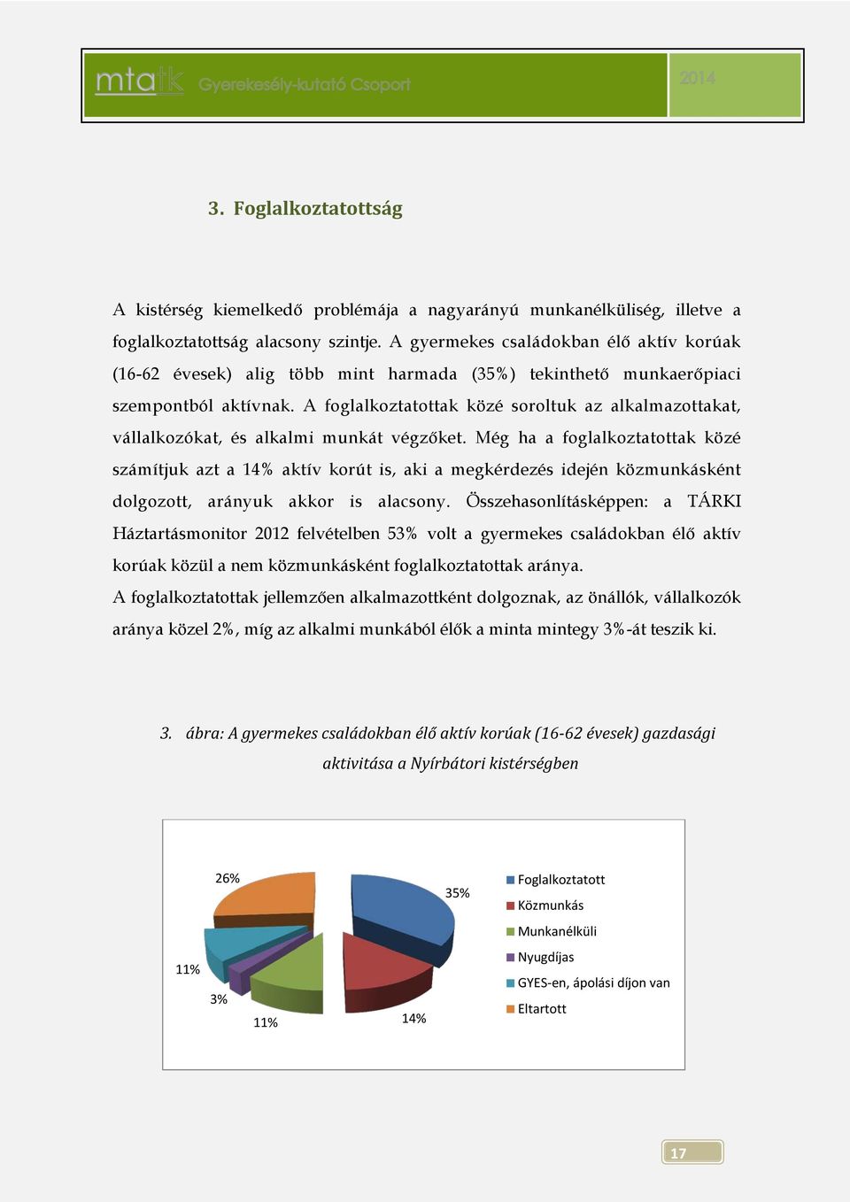 Még ha a foglalkoztatottak közé számítjuk azt a 14% dolgozott, arányuk akkor is alacsony.