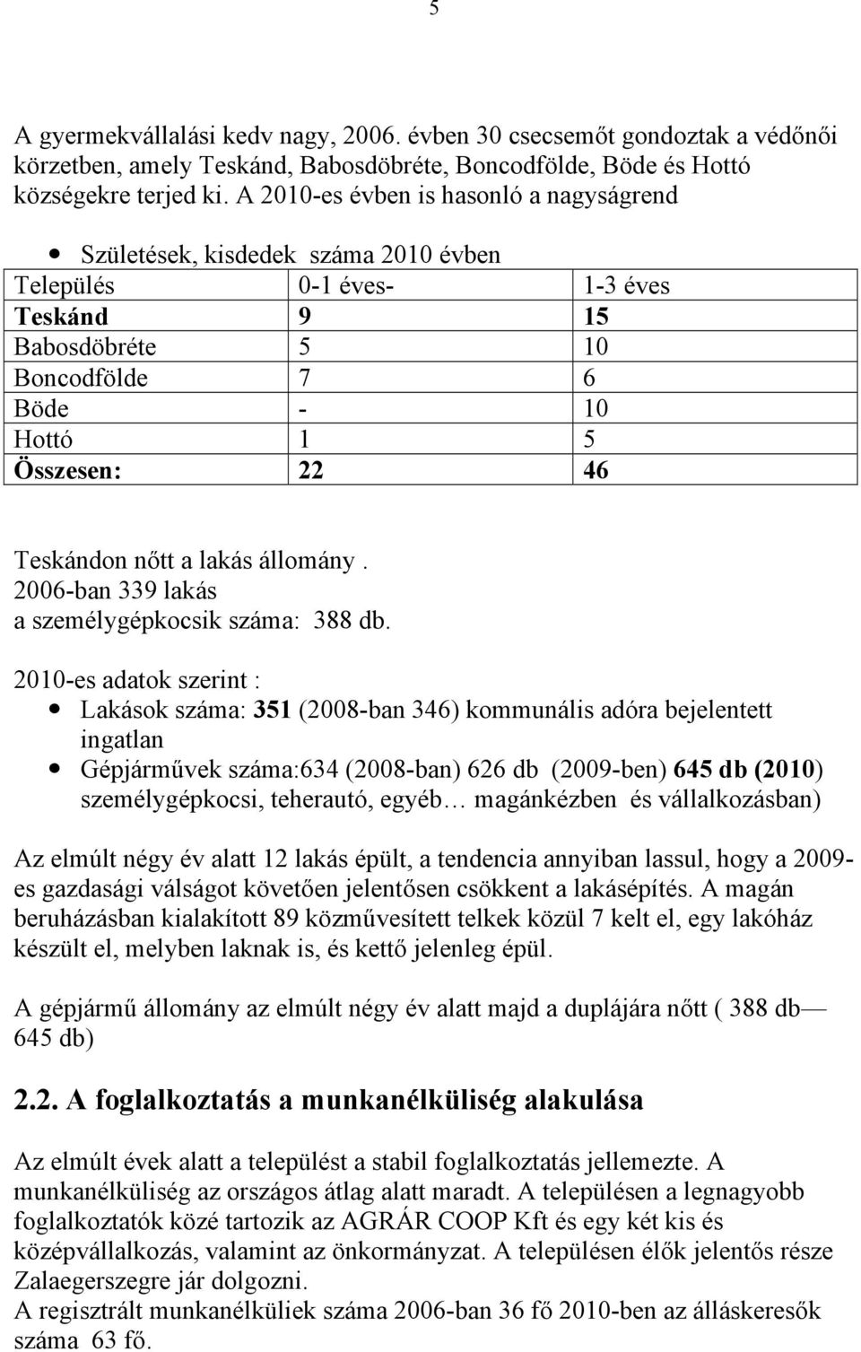 Teskándon nőtt a lakás állomány. 2006-ban 339 lakás a személygépkocsik száma: 388 db.