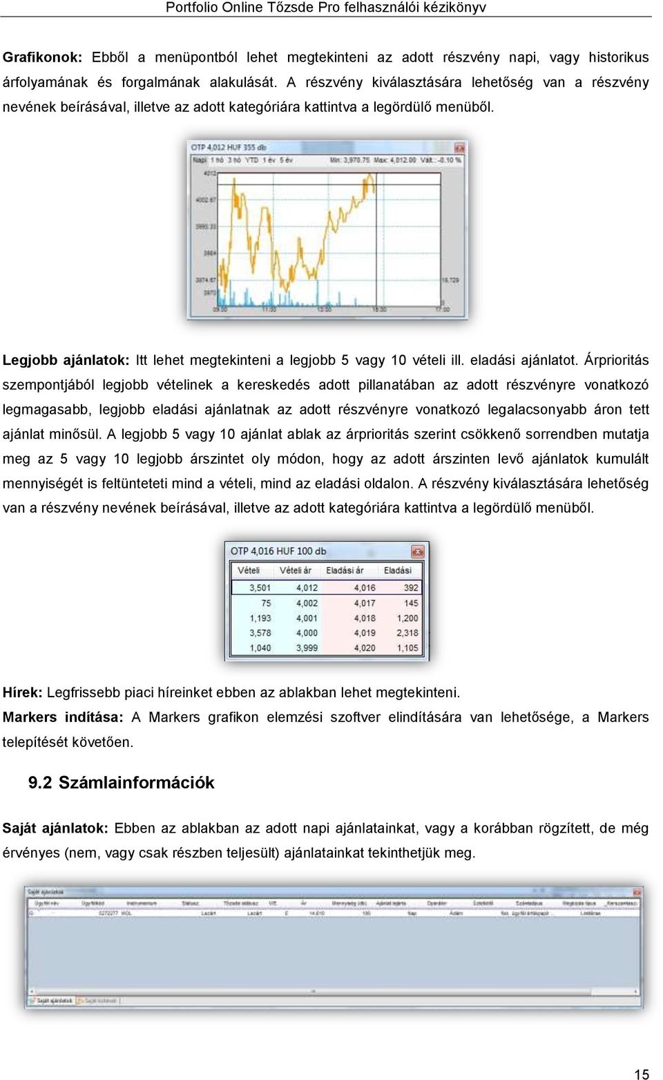 Legjobb ajánlatok: Itt lehet megtekinteni a legjobb 5 vagy 10 vételi ill. eladási ajánlatot.