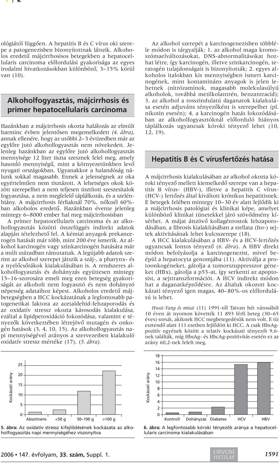 Alkoholfogyasztás, májcirrhosis és primer hepatocellularis carcinoma Hazánkban a májcirrhosis okozta halálozás az elmúlt harminc évben jelentôsen megemelkedett (4.