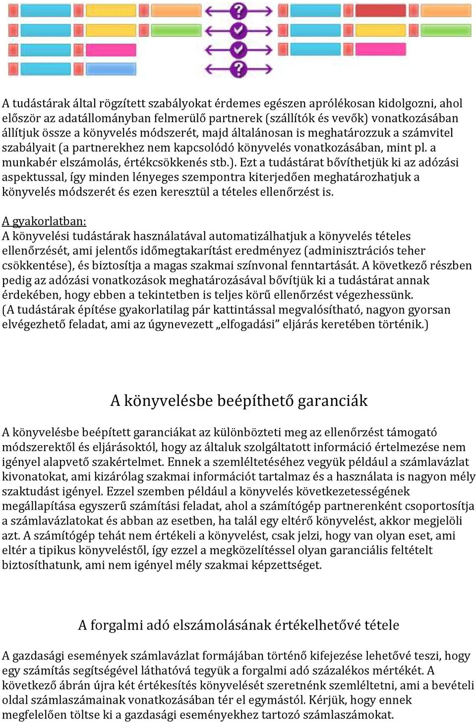 Ezt a tudástárat bővíthetjük ki az adózási aspektussal, így minden lényeges szempontra kiterjedően meghatározhatjuk a könyvelés módszerét és ezen keresztül a tételes ellenőrzést is.