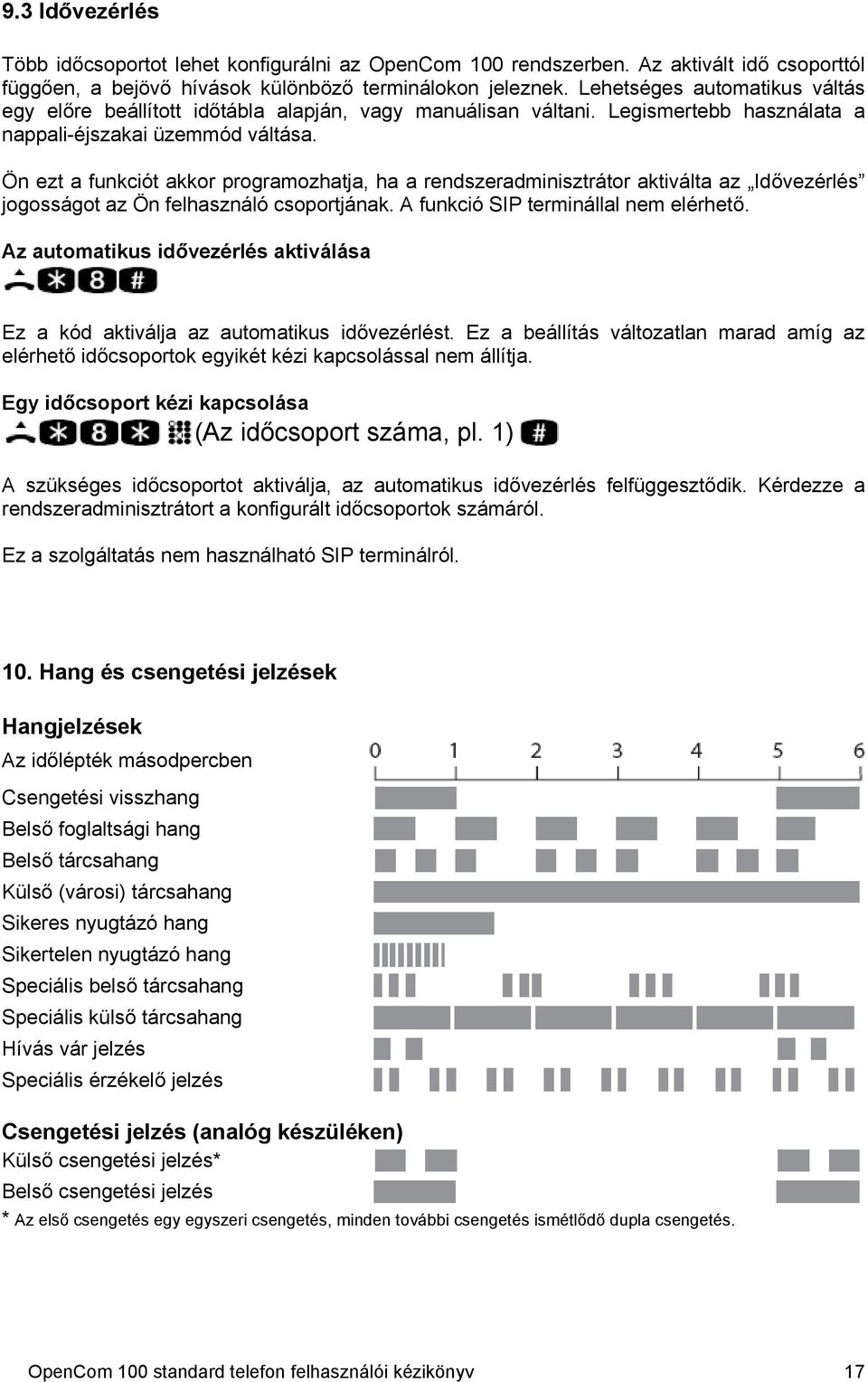 Ön ezt a funkciót akkor programozhatja, ha a rendszeradminisztrátor aktiválta az Idővezérlés jogosságot az Ön felhasználó csoportjának. A funkció SIP terminállal nem elérhető.