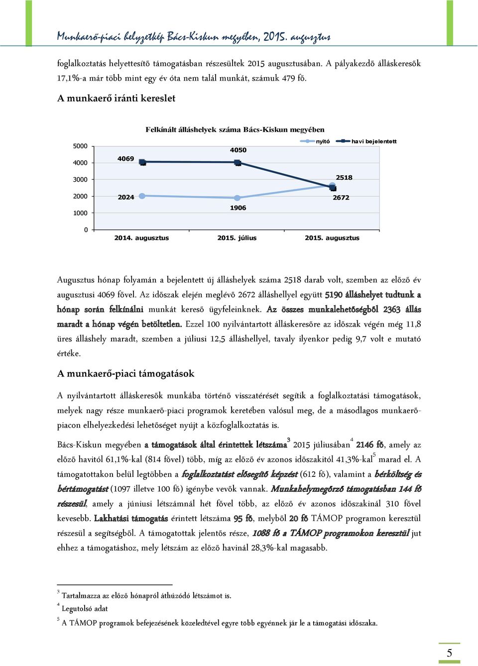 augusztus Augusztus hónap folyamán a bejelentett új álláshelyek száma 2518 darab volt, szemben az előző év augusztusi 4069 fővel.