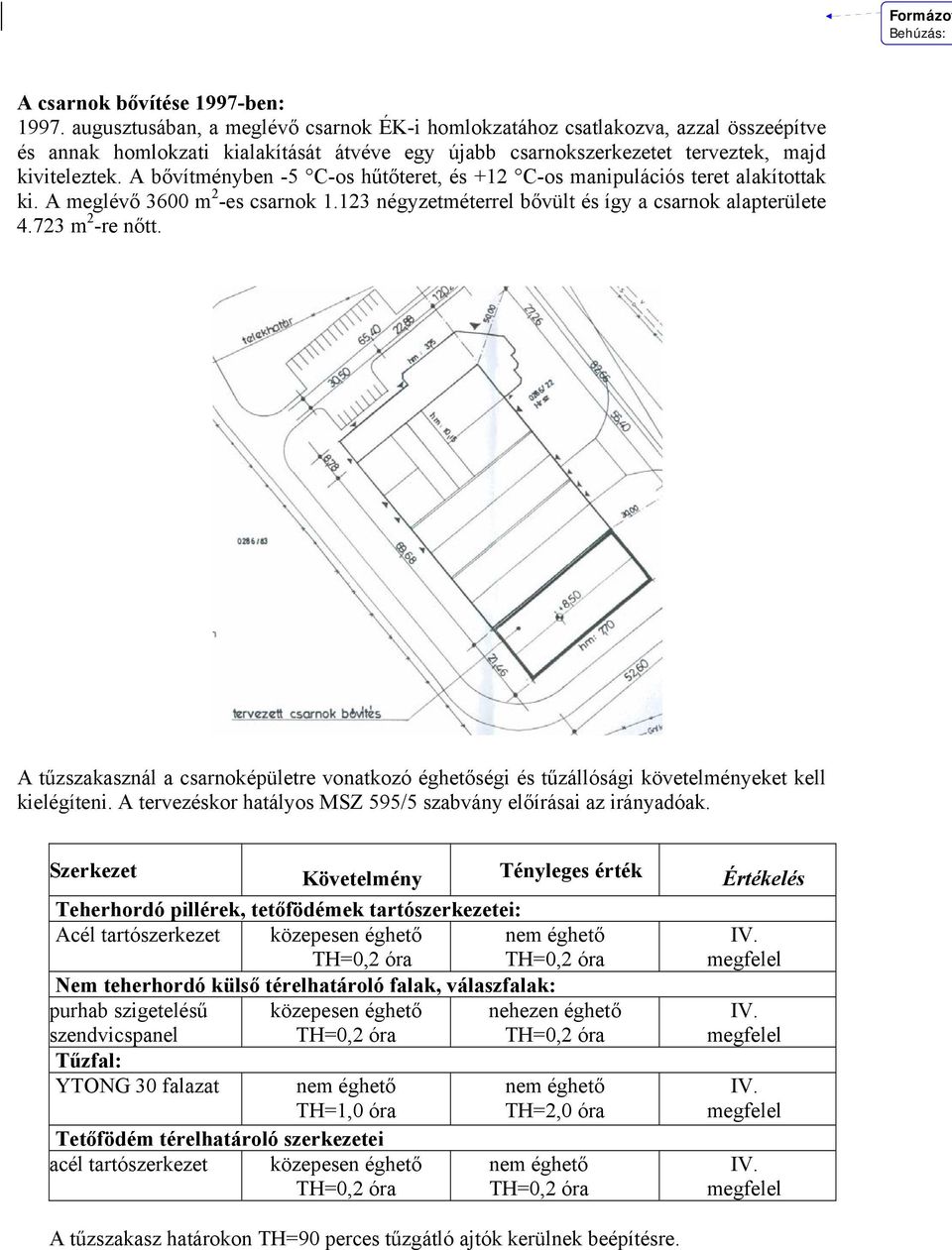 A bővítményben -5 C-os hűtőteret, és +12 C-os manipulációs teret alakítottak ki. A meglévő 3600 m 2 -es csarnok 1.123 négyzetméterrel bővült és így a csarnok alapterülete 4.723 m 2 -re nőtt.