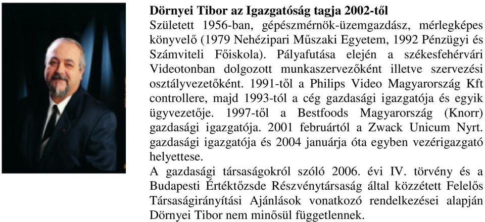 1991-tl a Philips Video Magyarország Kft controllere, majd 1993-tól a cég gazdasági igazgatója és egyik ügyvezetje.