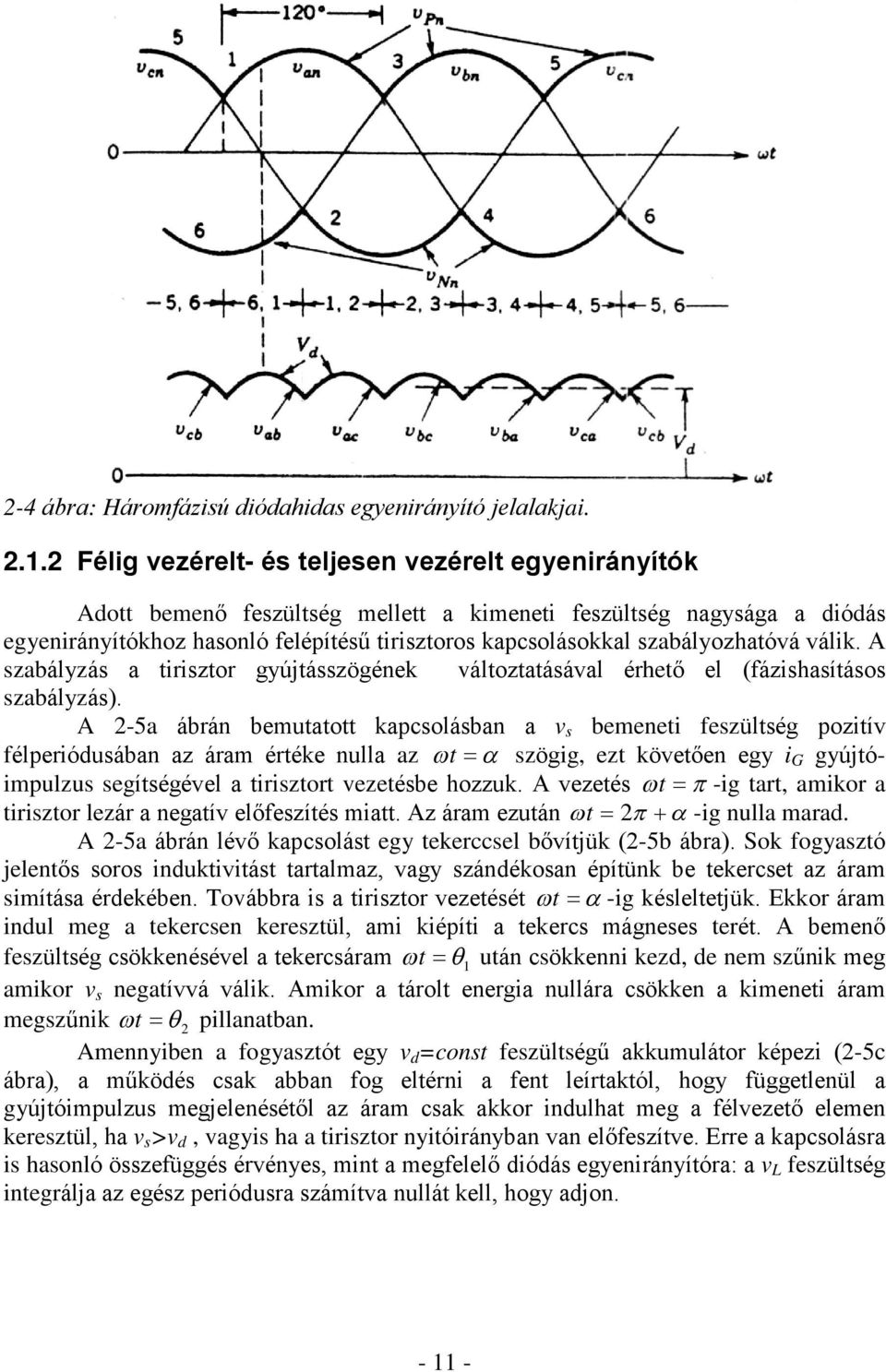 szabályozhatóvá válik. A szabályzás a tirisztor gyújtásszögének változtatásával érhetõ el (fázishasításos szabályzás).