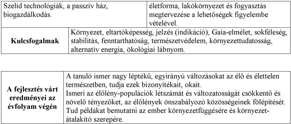 A fejlesztés várt eredményei az évfolyam végén A tanuló ismer nagy léptékű, egyirányú változásokat az élő és élettelen természetben, tudja ezek bizonyítékait, okait.