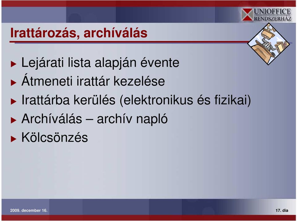 kerülés (elektronikus és fizikai) Archíválás