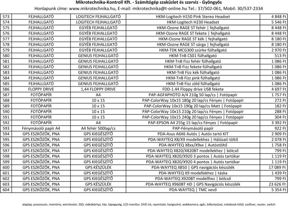 FEJHALLGATÓ EGYÉB FEJHALLGATÓ HKM-Ozone RAGE ST sárga fejhallgató 8 180 Ft 579 FEJHALLGATÓ EGYÉB FEJHALLGATÓ HKM-TDK MCG300 szürke fülhallgató 2 970 Ft 580 FEJHALLGATÓ GENIUS FEJHALLGATÓ HKM-TnB CS01