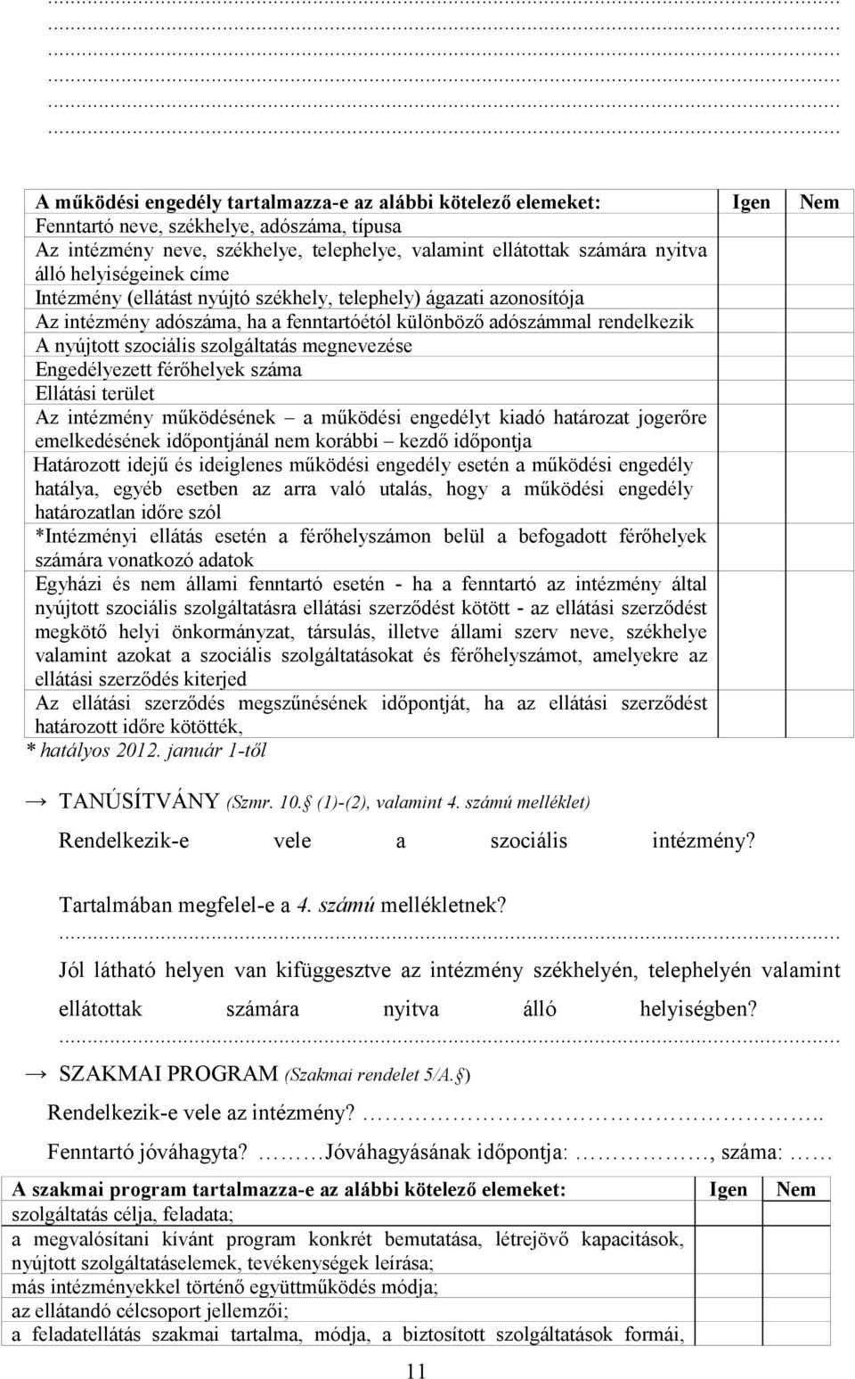 szociális szolgáltatás megnevezése Engedélyezett férőhelyek száma Ellátási terület Az intézmény működésének a működési engedélyt kiadó határozat jogerőre emelkedésének időpontjánál nem korábbi kezdő