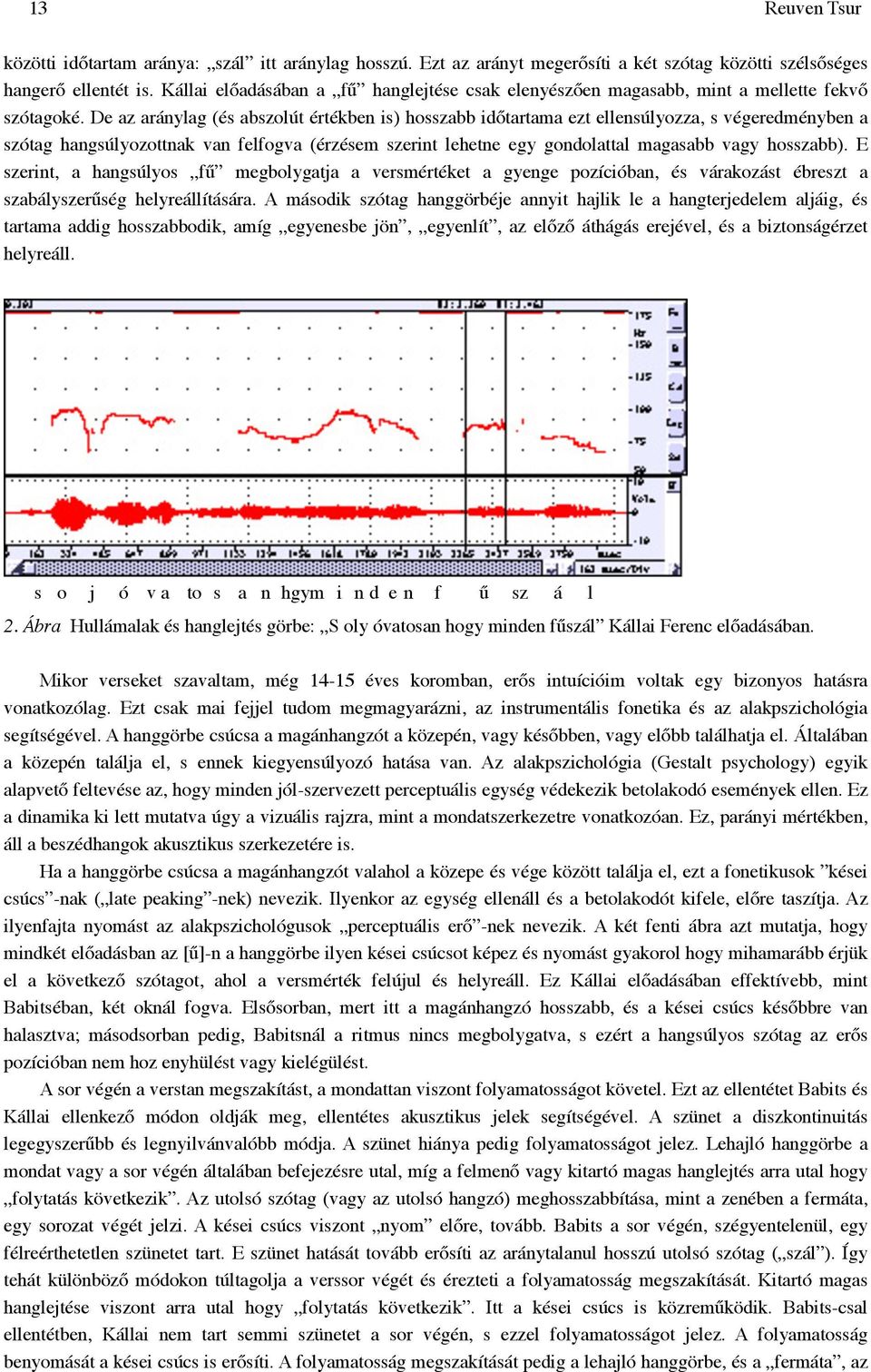 De az aránylag (és abszolút értékben is) hosszabb időtartama ezt ellensúlyozza, s végeredményben a szótag hangsúlyozottnak van felfogva (érzésem szerint lehetne egy gondolattal magasabb vagy