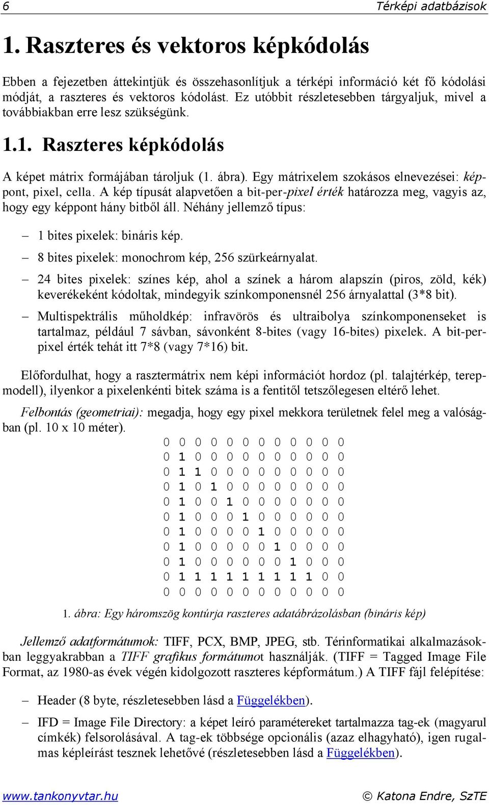 Egy mátrixelem szokásos elnevezései: képpont, pixel, cella. A kép típusát alapvetően a bit-per-pixel érték határozza meg, vagyis az, hogy egy képpont hány bitből áll.