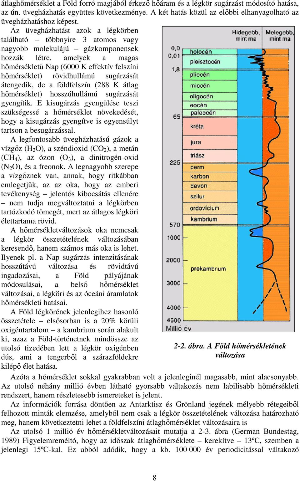 Az üvegházhatást azok a légkörben található többnyire 3 atomos vagy nagyobb molekulájú gázkomponensek hozzák létre, amelyek a magas hőmérsékletű Nap (6000 K effektív felszíni hőmérséklet)