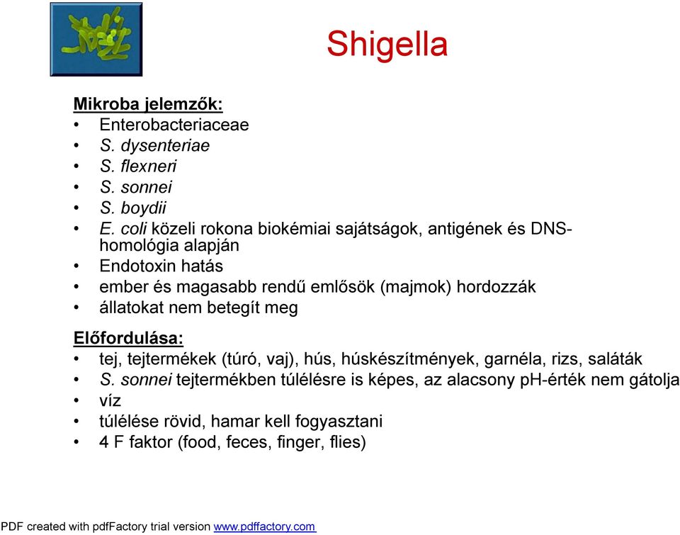 (majmok) hordozzák állatokat nem betegít meg Előfordulása: tej, tejtermékek (túró, vaj), hús, húskészítmények, garnéla, rizs,