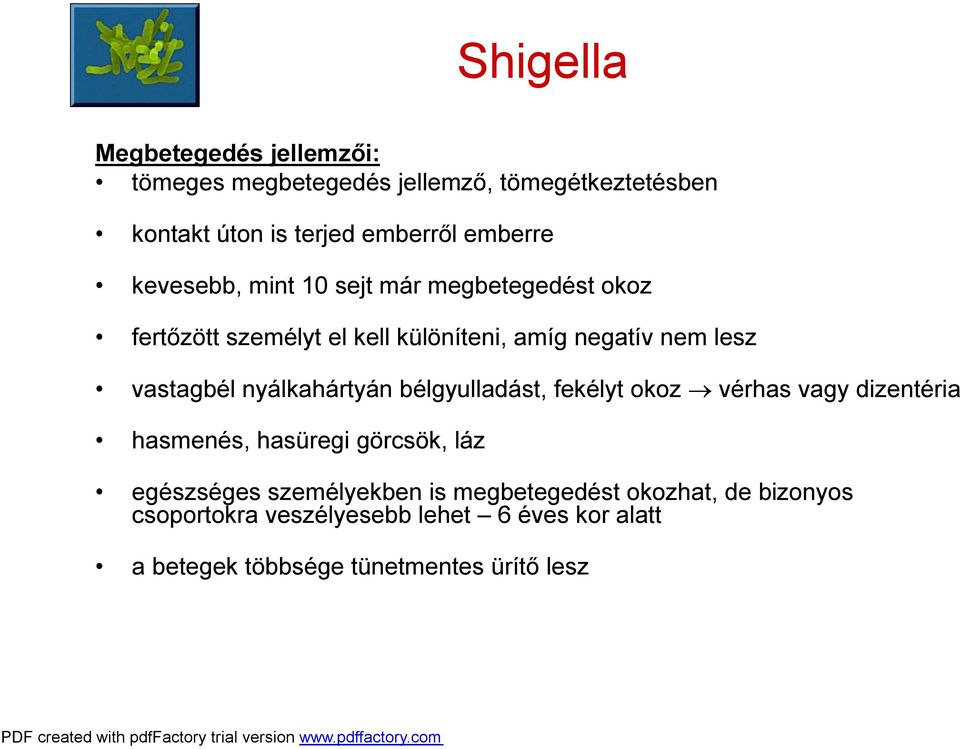 vastagbél nyálkahártyán bélgyulladást, fekélyt okoz vérhas vagy dizentéria hasmenés, hasüregi görcsök, láz egészséges