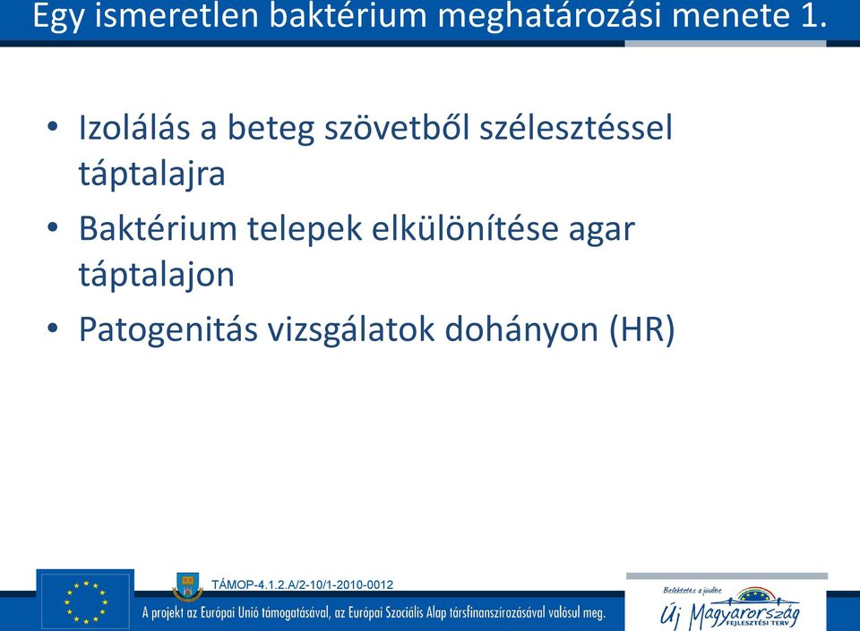 táptalajra Baktérium telepek elkülönítése agar