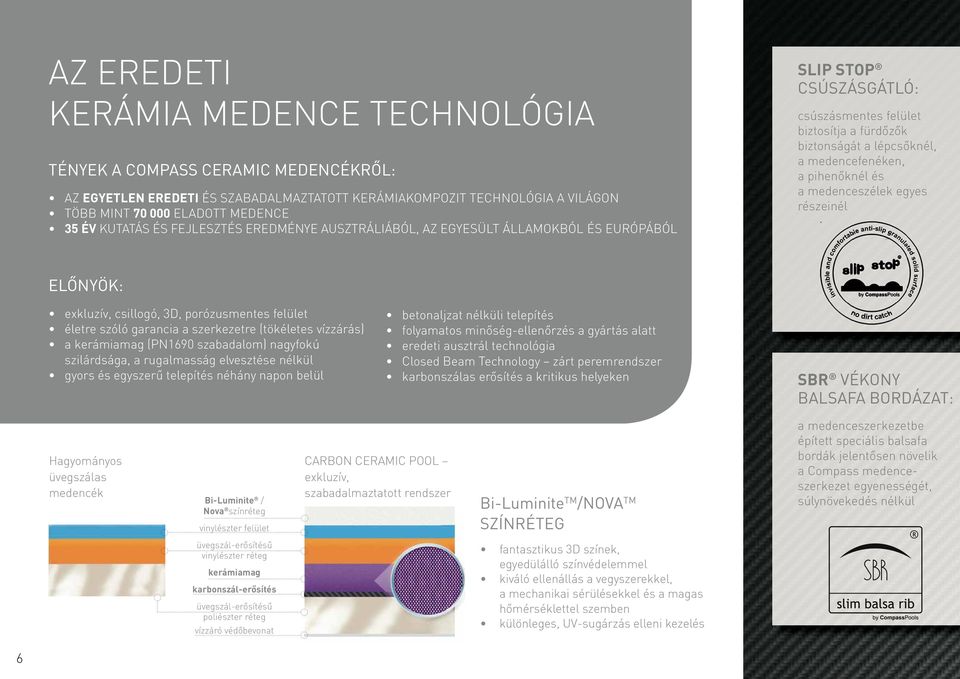pihenőknél és a medenceszélek egyes részeinél ELŐNYÖK: exkluzív, csillogó, 3D, porózusmentes felület életre szóló garancia a szerkezetre (tökéletes vízzárás) a kerámiamag (PN1690 szabadalom) nagyfokú