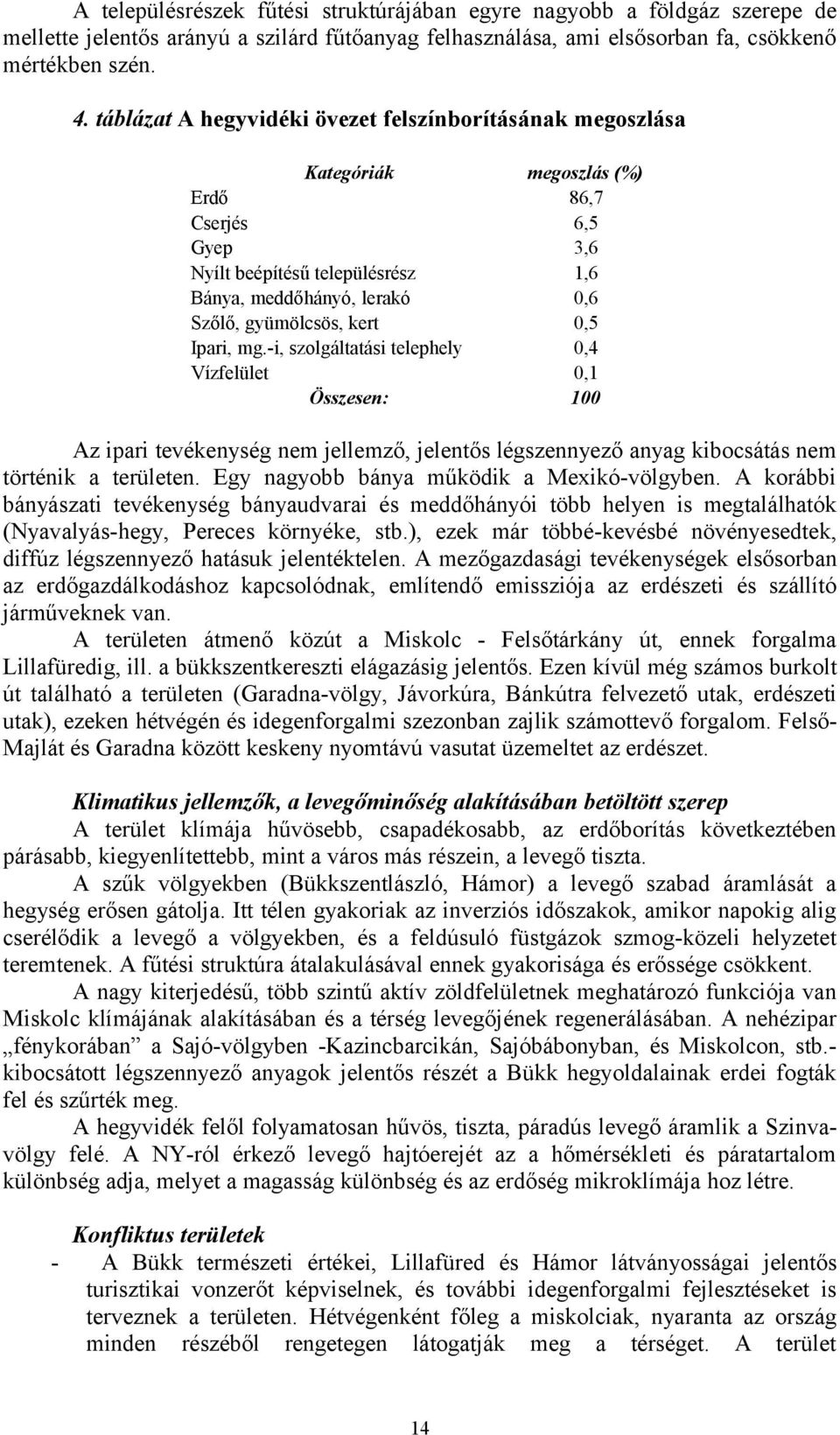 kert 0,5 Ipari, mg.-i, szolgáltatási telephely 0,4 Vízfelület 0,1 Összesen: 100 Az ipari tevékenység nem jellemző, jelentős légszennyező anyag kibocsátás nem történik a területen.
