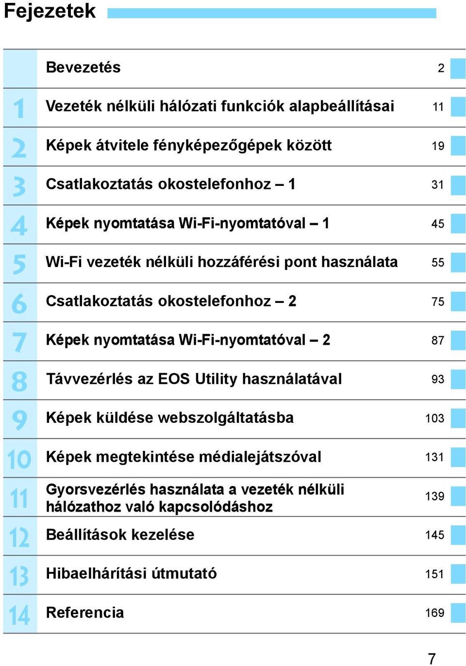 okostelefonhoz 2 75 Képek nyomtatása Wi-Fi-nyomtatóval 2 87 Távvezérlés az EOS Utility használatával 93 Képek küldése webszolgáltatásba 103 Képek