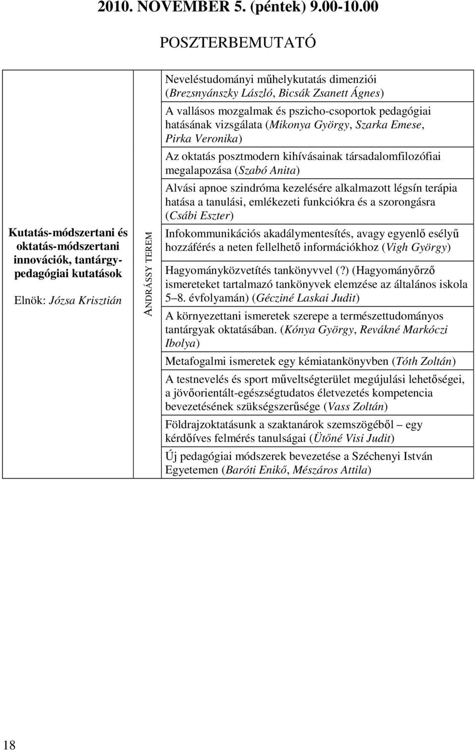 László, Bicsák Zsanett Ágnes) A vallásos mozgalmak és pszicho-csoportok pedagógiai hatásának vizsgálata (Mikonya György, Szarka Emese, Pirka Veronika) Az oktatás posztmodern kihívásainak