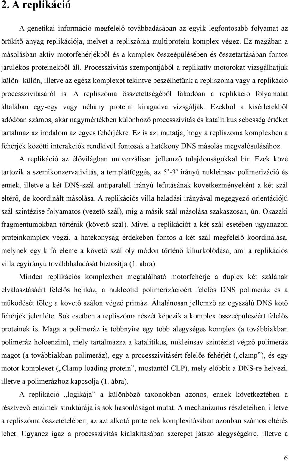 Processzivitás szempontjából a replikatív motorokat vizsgálhatjuk külön- külön, illetve az egész komplexet tekintve beszélhetünk a repliszóma vagy a replikáció processzivitásáról is.