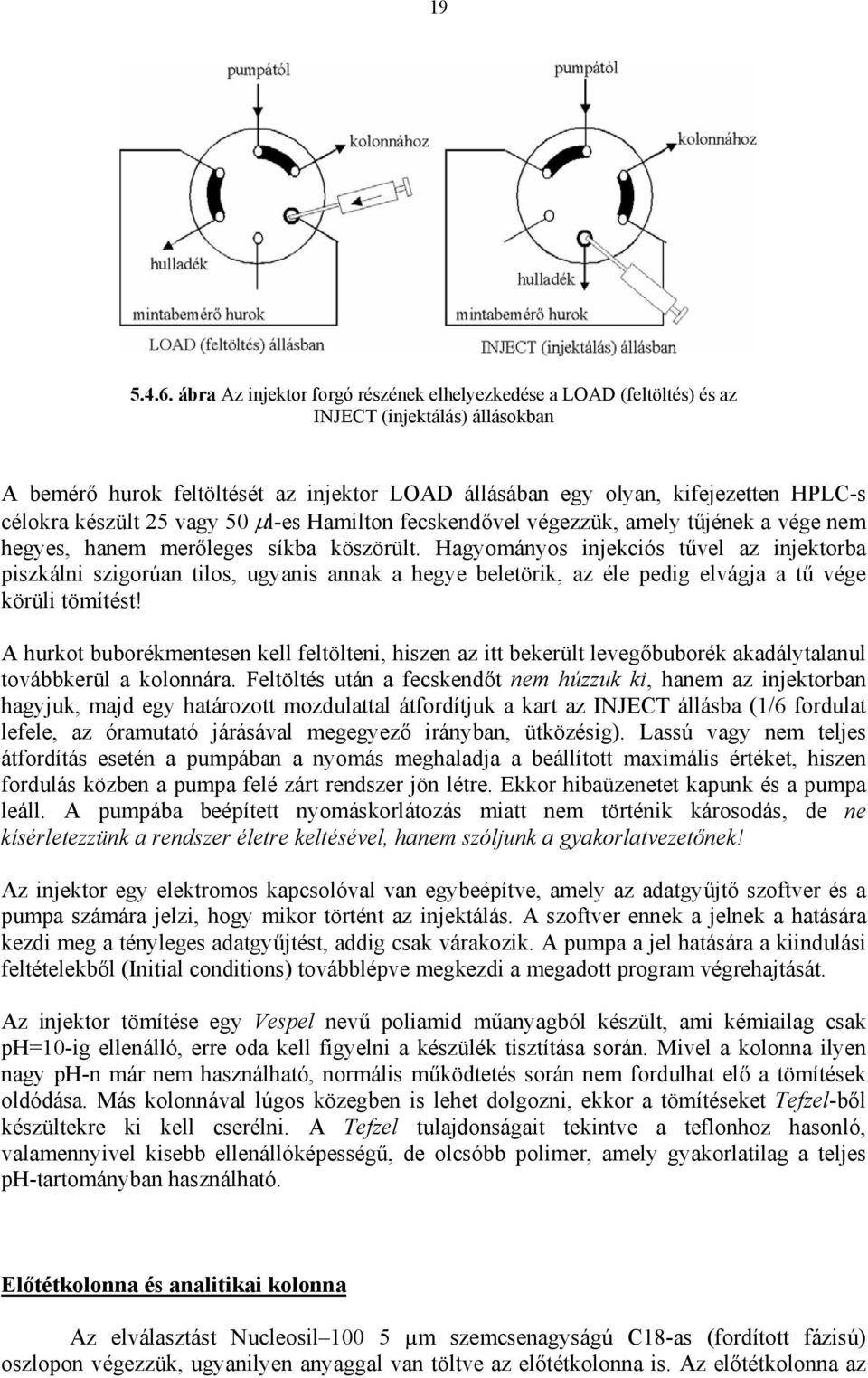 készült 25 vagy 50 µl-es Hamilton fecskendővel végezzük, amely tűjének a vége nem hegyes, hanem merőleges síkba köszörült.