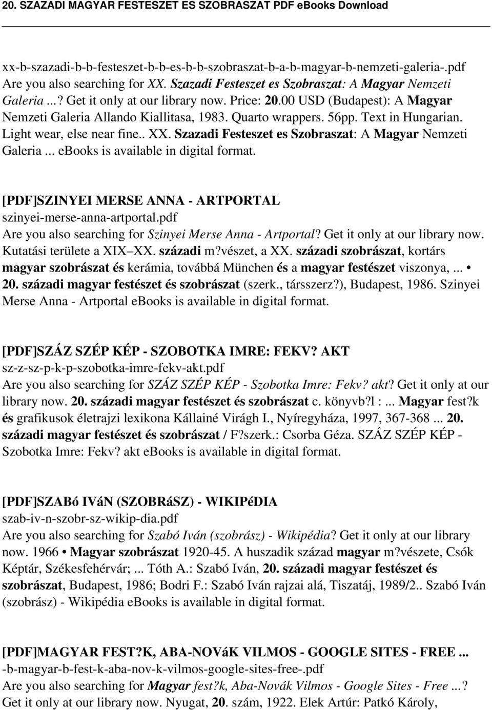 Szazadi Festeszet es Szobraszat: A Magyar Nemzeti Galeria... ebooks is available in digital format. [PDF]SZINYEI MERSE ANNA - ARTPORTAL szinyei-merse-anna-artportal.