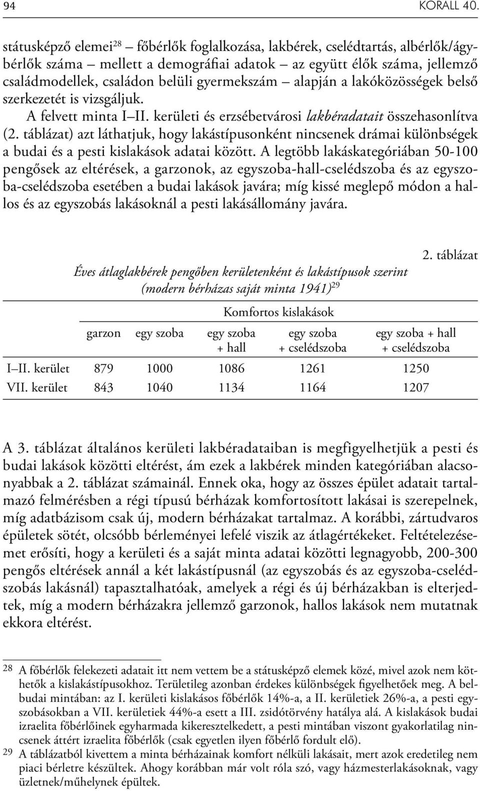 alapján a lakóközösségek belső szerkezetét is vizsgáljuk. A felvett minta I II. kerületi és erzsébetvárosi lakbéradatait összehasonlítva (2.