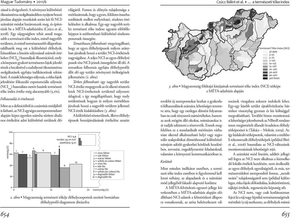 Egy tájegységben tehát annál ma gasabb a természeti tőke index, minél nagyobb területen, és minél természetesebb állapotban találhatók meg ott a külön böző élőhelyek.