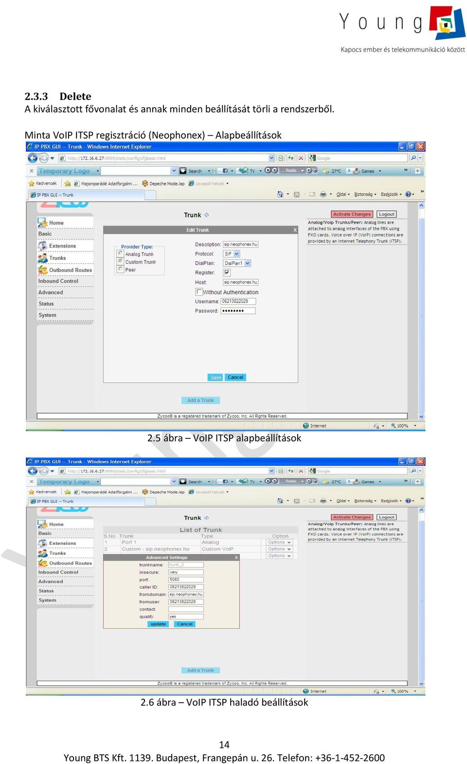 Minta VoIP ITSP regisztráció (Neophonex)