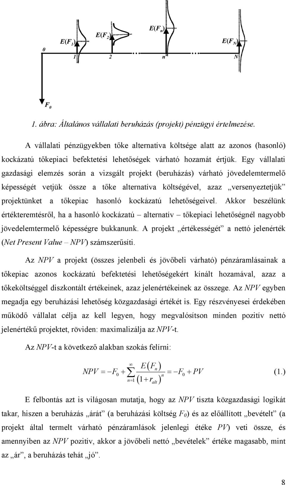 Egy vállalati gazdasági elemzés során a vizsgált projekt (beruházás) várható jövedelemtermelő képességét vetjük össze a tőke alternatíva költségével, azaz versenyeztetjük projektünket a tőkepiac