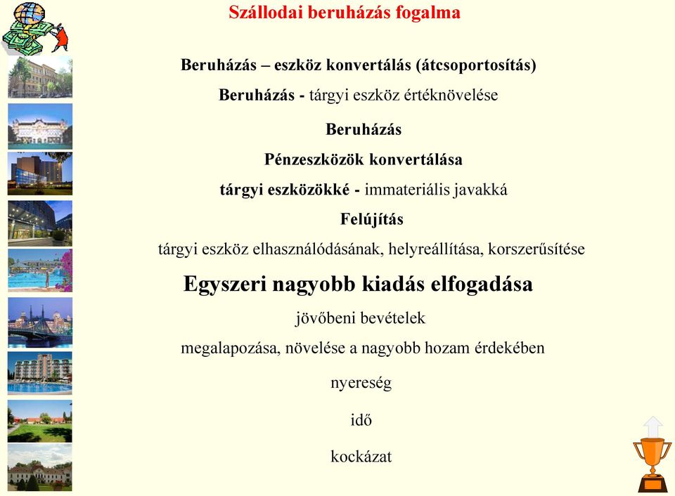 Felújítás tárgyi eszköz elhasználódásának, helyreállítása, korszerűsítése Egyszeri nagyobb kiadás