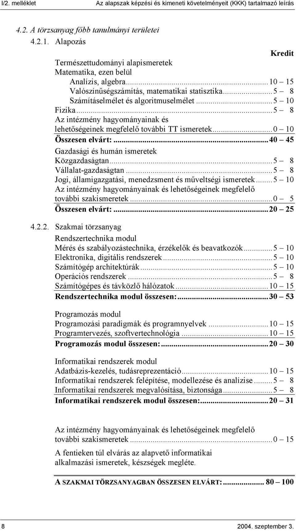..5 8 Az intézmény hagyományainak és lehetőségeinek megfelelő további TT ismeretek...0 10 Összesen elvárt:...40 45 Gazdasági és humán ismeretek Közgazdaságtan...5 8 Vállalat-gazdaságtan.