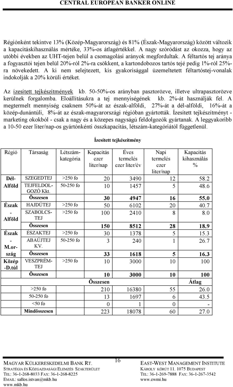 A féltartós tej aránya a fogyasztói tejen belül 20%-ról 2%-ra csökkent, a kartondobozos tartós tejé pedig 1%-ról 25%- ra növekedett.