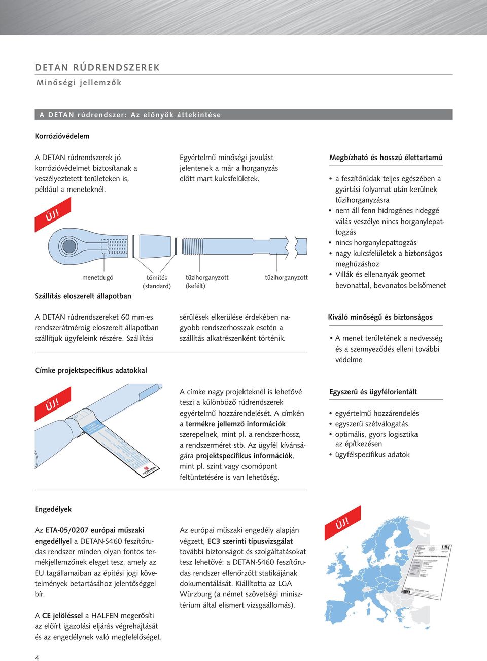 menetdugó tömítés (standard) Egyértelmű minőségi javulást jelentenek a már a horganyzás előtt mart kulcsfelületek.