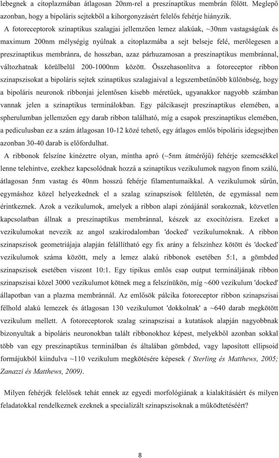 hosszban, azaz párhuzamosan a preszinaptikus membránnal, változhatnak körülbelül 200-1000nm között.