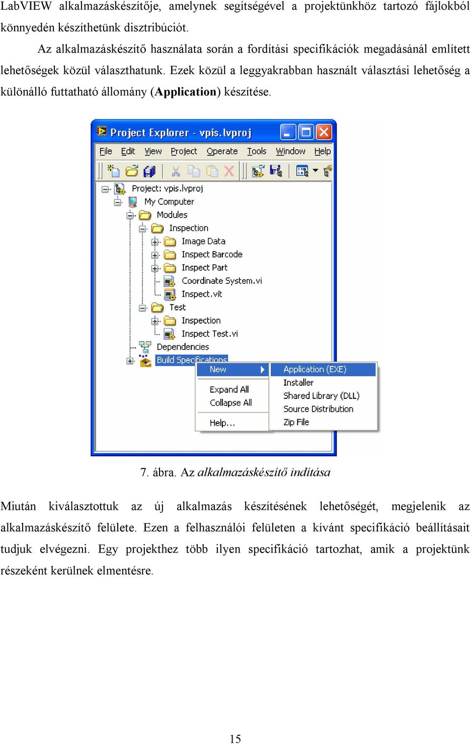 Ezek közül a leggyakrabban használt választási lehetőség a különálló futtatható állomány (Application) készítése. 7. ábra.