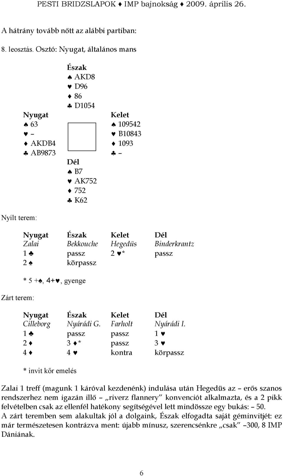 invit kır emelés Zalai 1 treff (magunk 1 káróval kezdenénk) indulása után Hegedüs az erıs szanos rendszerhez nem igazán illı riverz flannery konvenciót alkalmazta, és a 2 pikk felvételben csak az