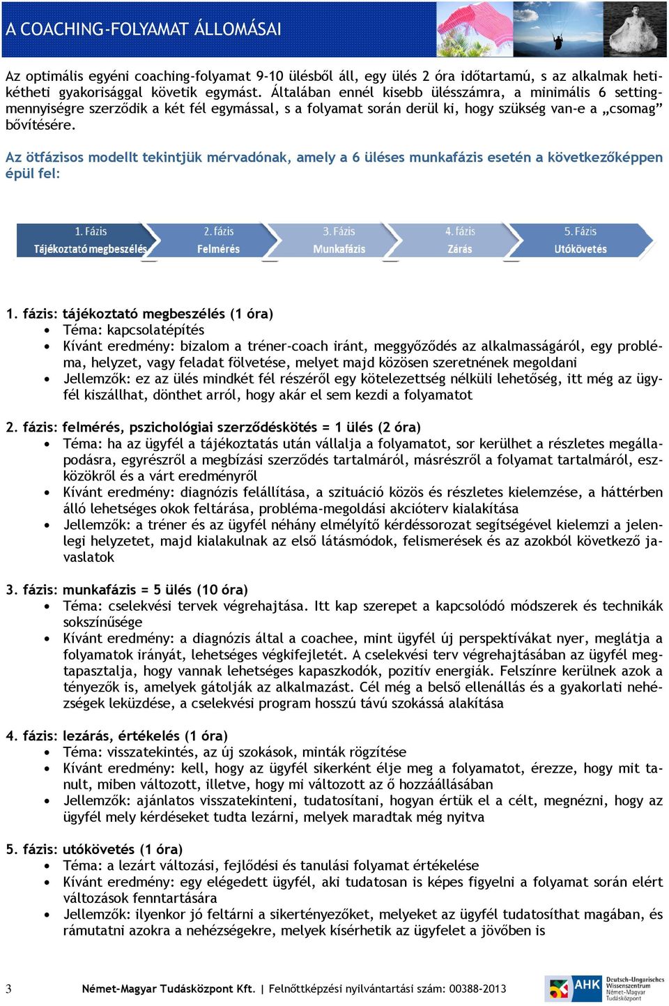 Az ötfázisos modellt tekintjük mérvadónak, amely a 6 üléses munkafázis esetén a következőképpen épül fel: 1.