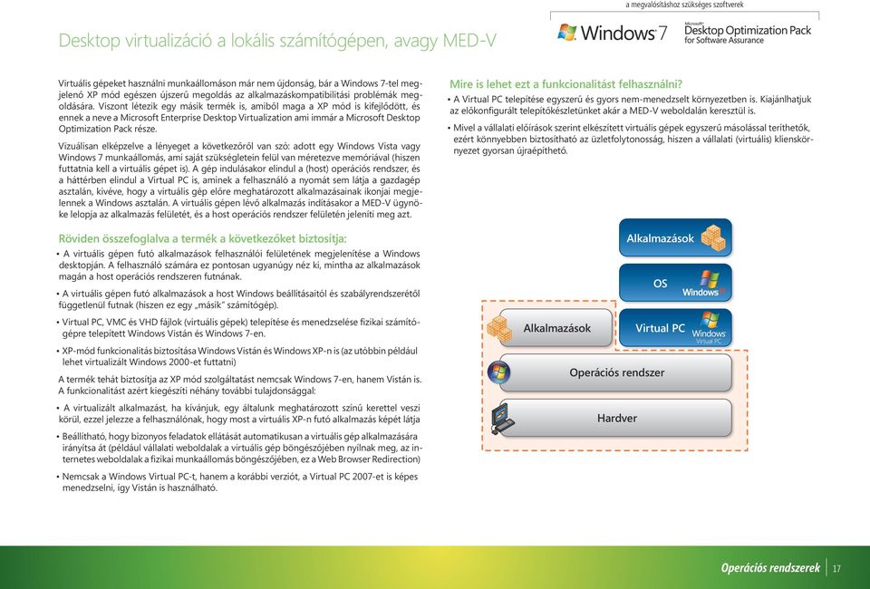 Viszont létezik egy másik termék is, amiből maga a XP mód is kifejlődött, és ennek a neve a Microsoft Enterprise Desktop Virtualization ami immár a Microsoft Desktop Optimization Pack része.