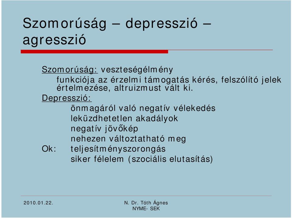 Depresszió: önmagáról valónegatív vélekedés leküzdhetetlen akadályok negatív