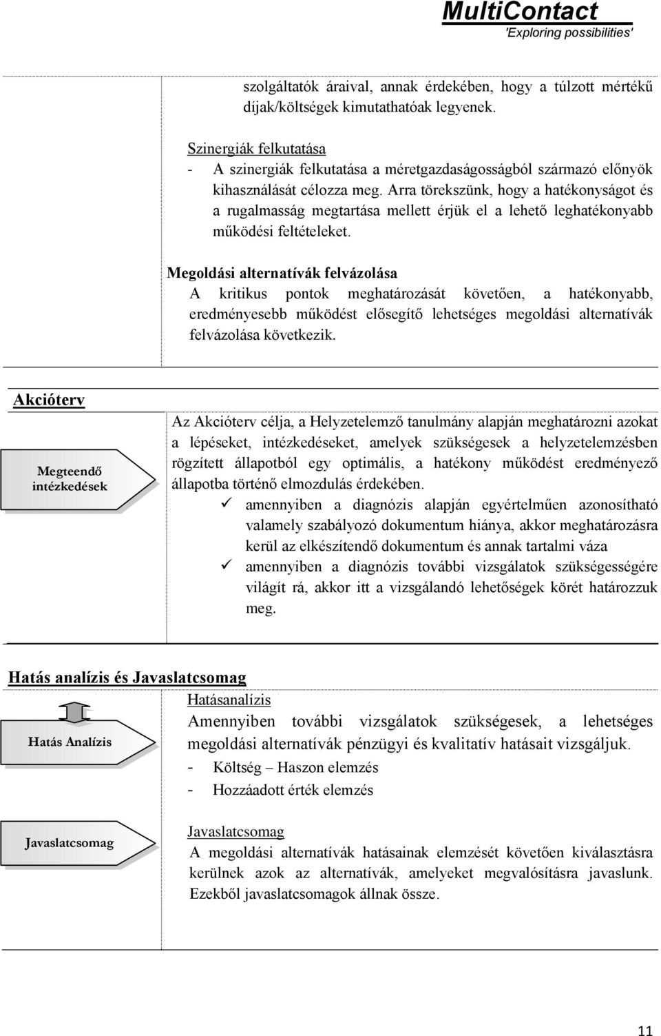 Arra törekszünk, hogy a hatékonyságot és a rugalmasság megtartása mellett érjük el a lehető leghatékonyabb működési feltételeket.