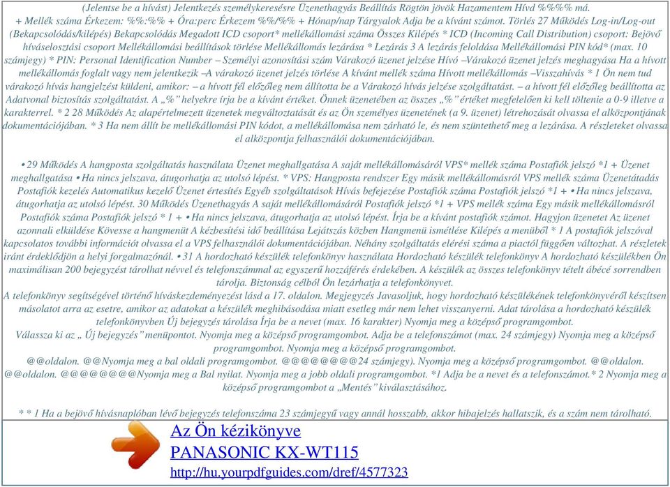 Törlés 27 Működés Log-in/Log-out (Bekapcsolódás/kilépés) Bekapcsolódás Megadott ICD csoport* mellékállomási száma Összes Kilépés * ICD (Incoming Call Distribution) csoport: Bejövő híváselosztási