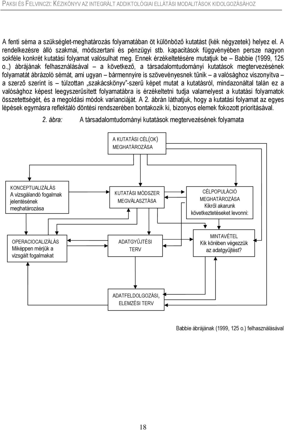 ,) ábrájának felhasználásával a következő, a társadalomtudományi kutatások megtervezésének folyamatát ábrázoló sémát, ami ugyan bármennyire is szövevényesnek tűnik a valósághoz viszonyítva a szerző