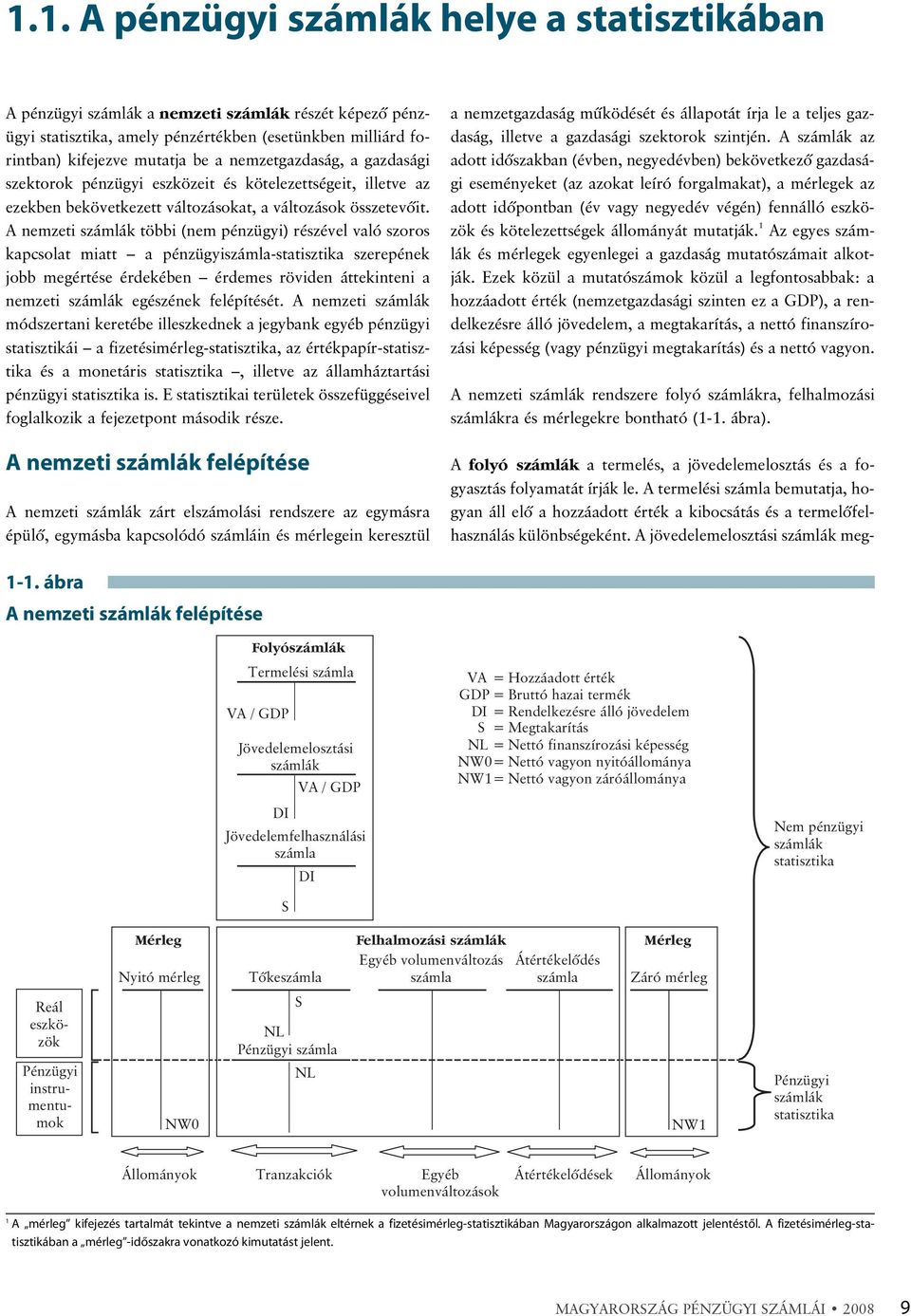 A nemzeti számlák többi (nem pénzügyi) részével való szoros kapcsolat miatt a pénzügyiszámla-statisztika szerepének jobb megértése érdekében érdemes röviden áttekinteni a nemzeti számlák egészének