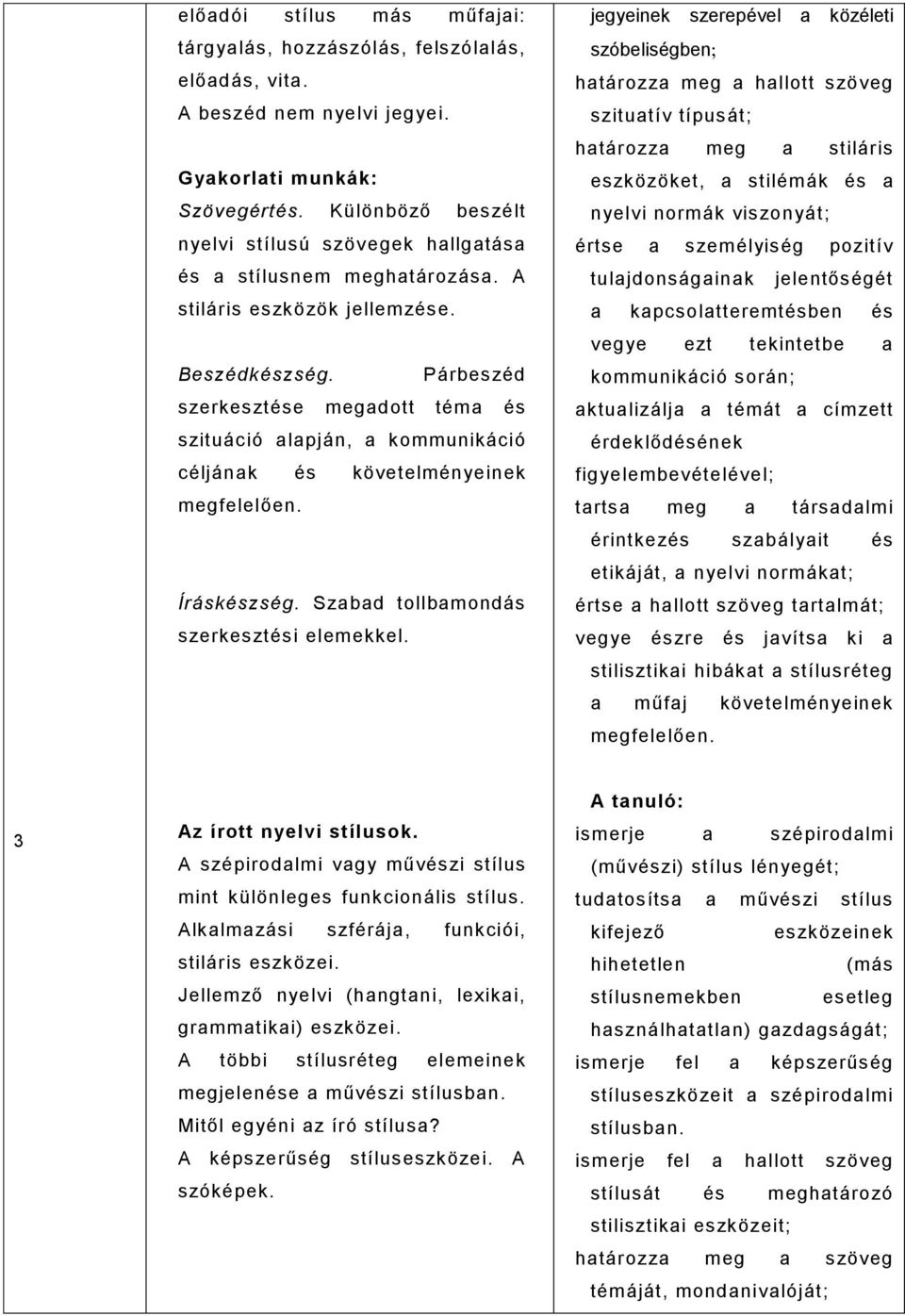 Párbeszéd szerkesztése megadott téma és szituáció alapján, a kommunikáció céljának és követelményeinek megfelelően. Íráskészség. Szabad tollbamondás szerkesztési elemekkel.