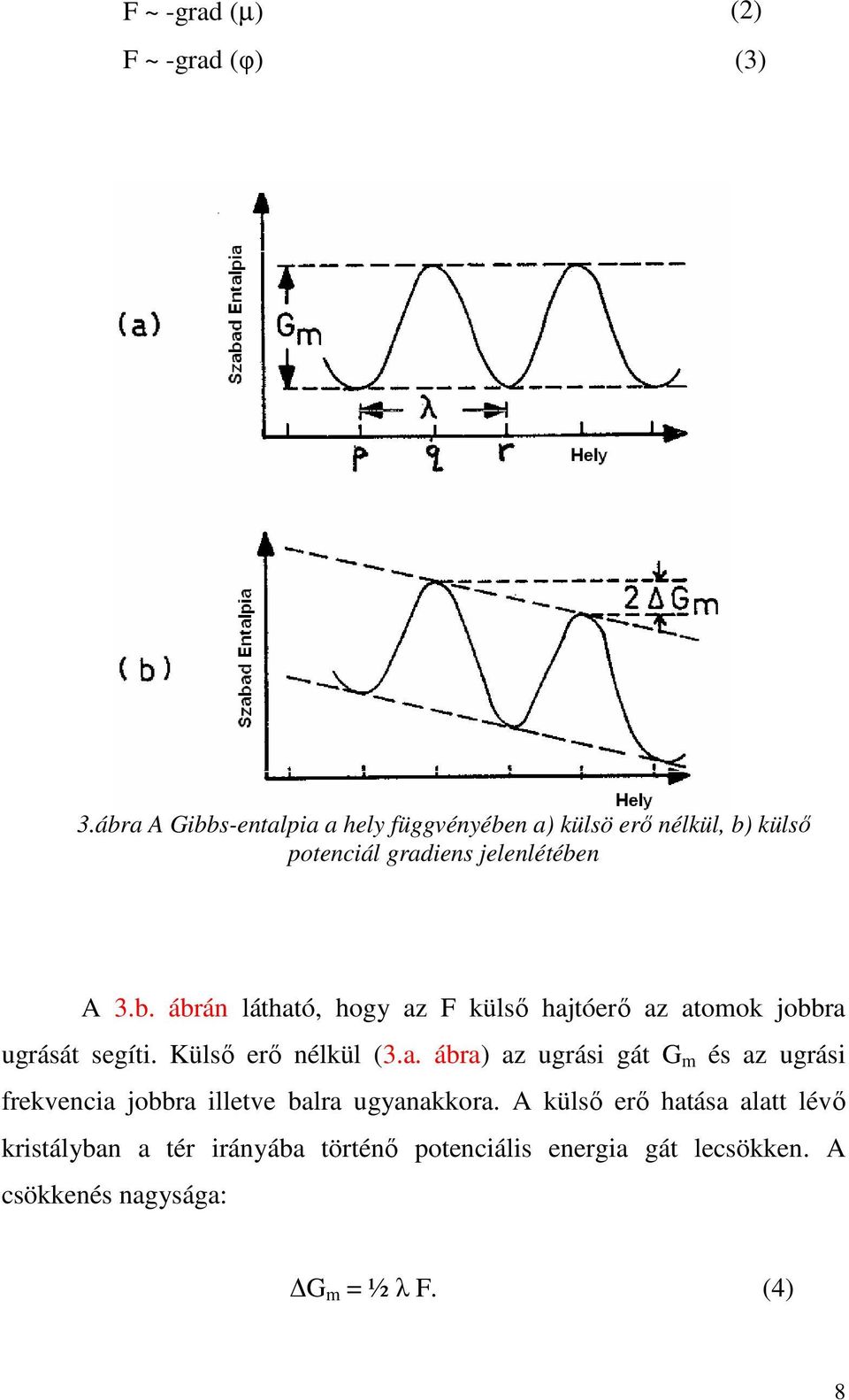 Külsı erı nélkül (3.a. ábra) az ugrási gát G m és az ugrási frekvencia jobbra illetve balra ugyanakkora.