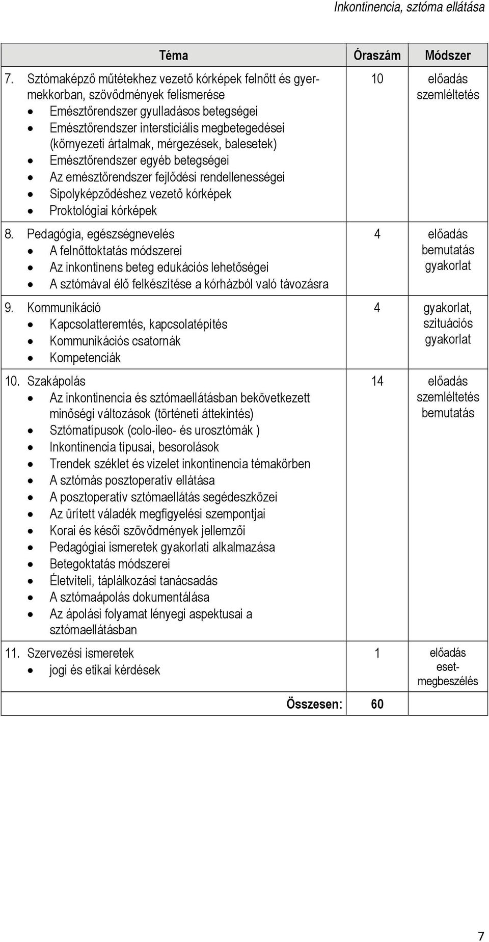 mérgezések, balesetek) Emésztőrendszer egyéb betegségei Az emésztőrendszer fejlődési rendellenességei Sipolyképződéshez vezető kórképek Proktológiai kórképek 8.