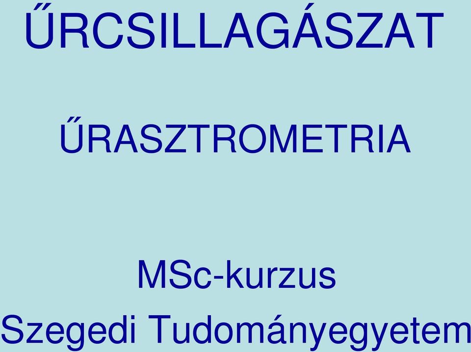 MSc kurzus